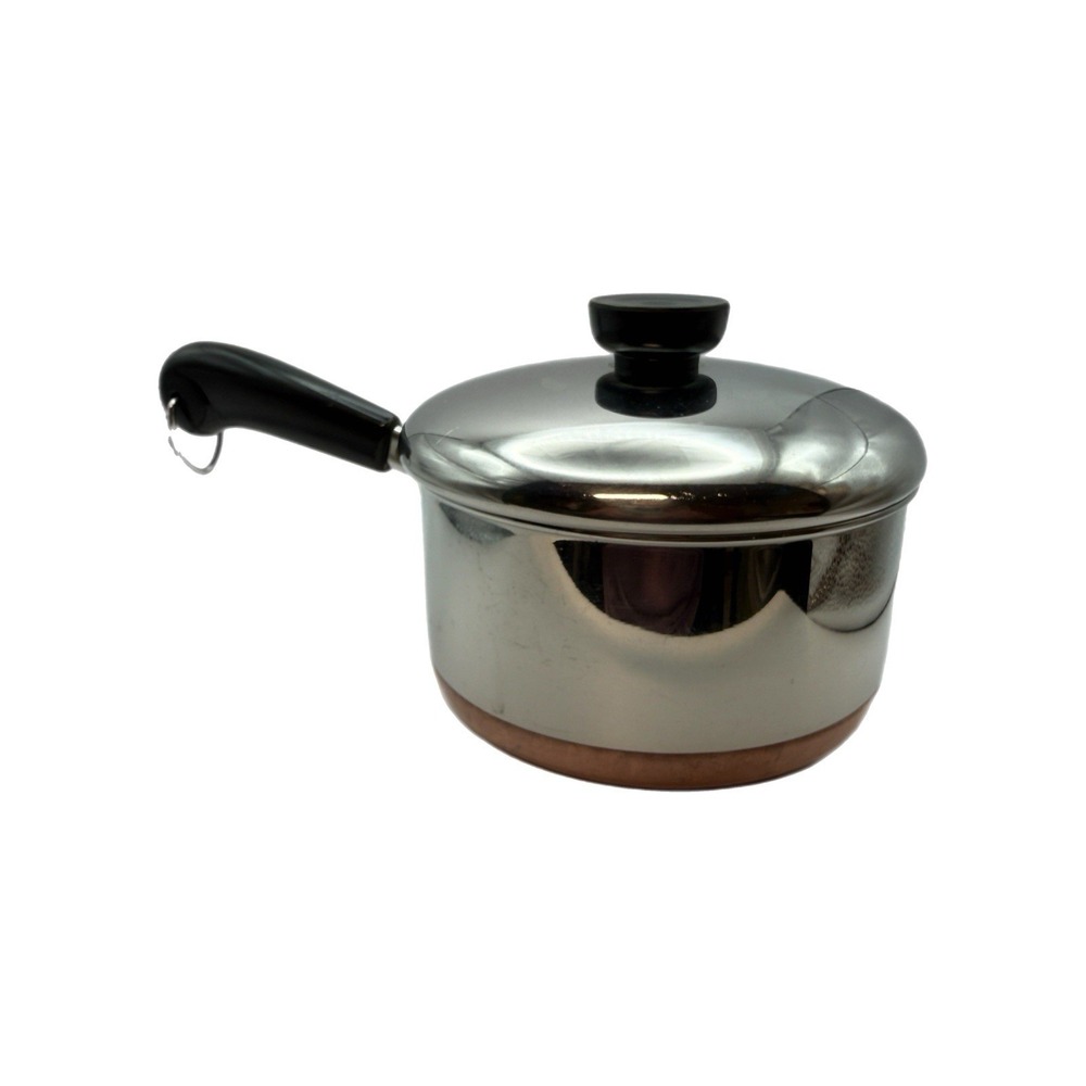 Vintage 1801 Revere Ware 1 1/2 Quart Copper Bottom Saucepan with Lid. Pre 1968